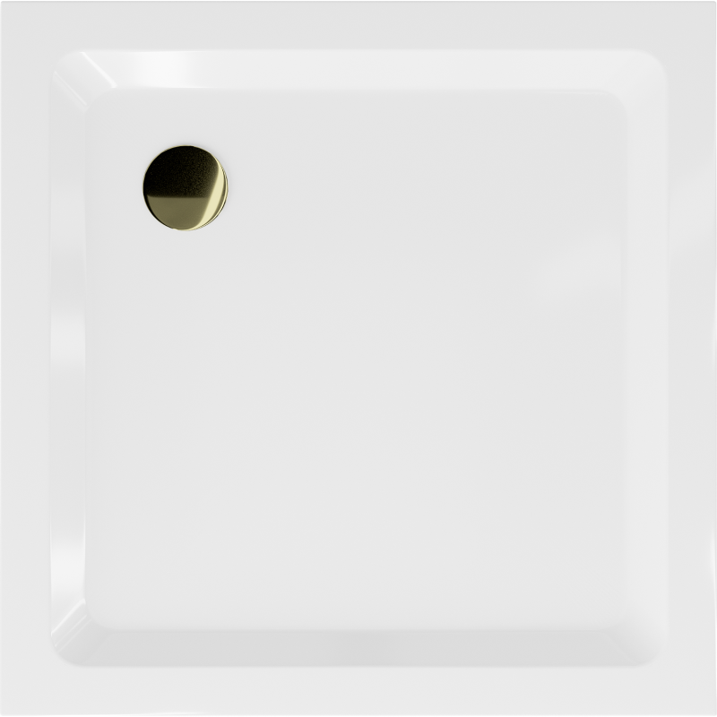 Mexen Flat square slim zuhanytálca 90 x 90 cm, fehér, arany szifon - 40109090G