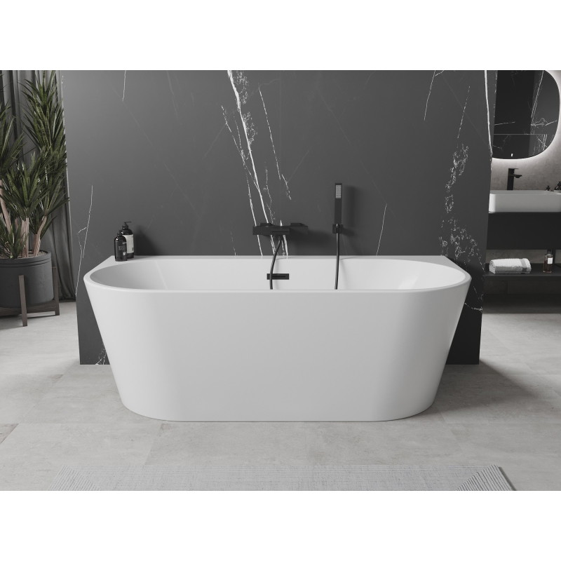 Mexen Oval+ cada freestanding, de perete, 170 x 80 cm, albă, preaplin negru - 52681708000-70
