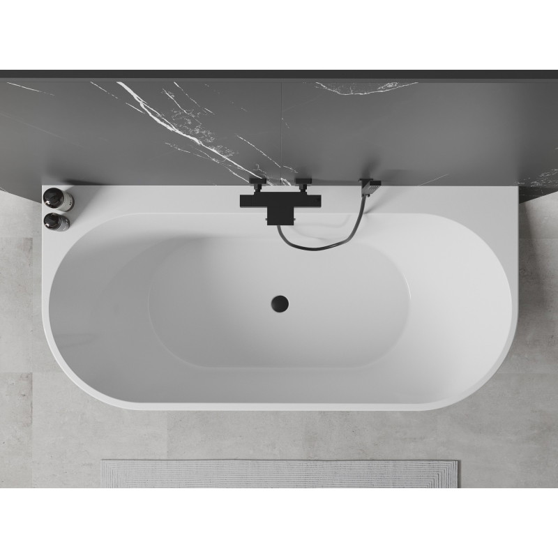 Mexen Oval+ cada freestanding, de perete, 170 x 80 cm, albă, preaplin negru - 52681708000-70