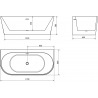 Mexen Oval+ cadă de sine stătătoare de perete 170 x 80 cm, albă, preaplin negru - 52681708000-70