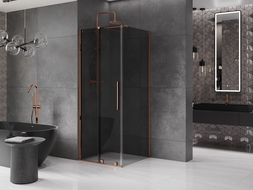 Mexen Velar cabină de duș glisantă 120 x 120 cm, grafit, aur roz - 871-120-120-41-60