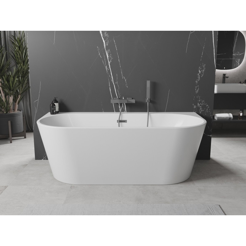 Mexen Oval+ cadă independentă de perete 170 x 80 cm, albă, cu preaplin gun metal - 52681708000-95