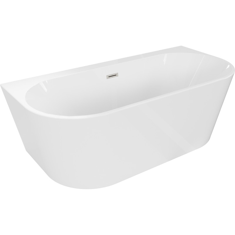 Mexen Oval+ cadă freestanding de perete 170 x 80 cm, albă, preaplin nichel periat - 52681708000-97