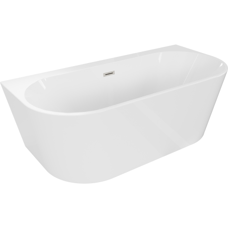Mexen Oval+ szabadon álló, fali kád 170 x 80 cm, fehér, selyemfényű nikkel túlfolyóval - 52681708000-97