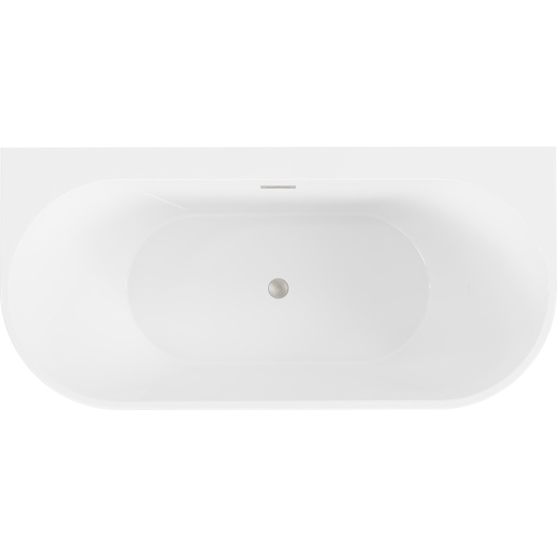 Mexen Oval+ szabadon álló, fali kád 170 x 80 cm, fehér, selyemfényű nikkel túlfolyóval - 52681708000-97
