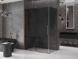 Mexen Velar cabină de duș glisantă 140 x 80 cm, grafit, aur roz - 871-140-080-41-60