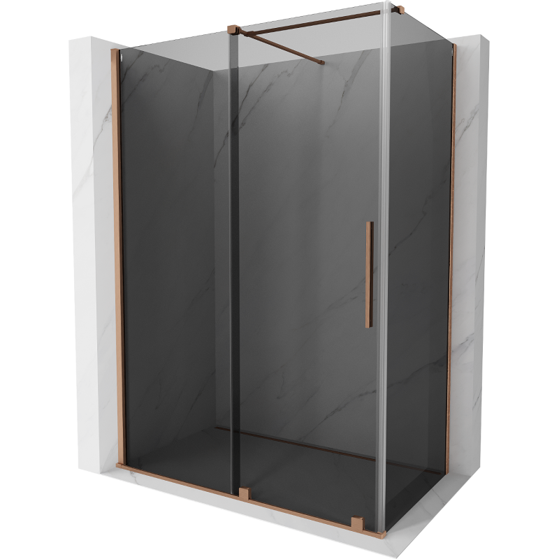 Mexen Velar cabină de duș glisantă 140 x 70 cm, grafit, cupru periat - 871-140-070-41-65