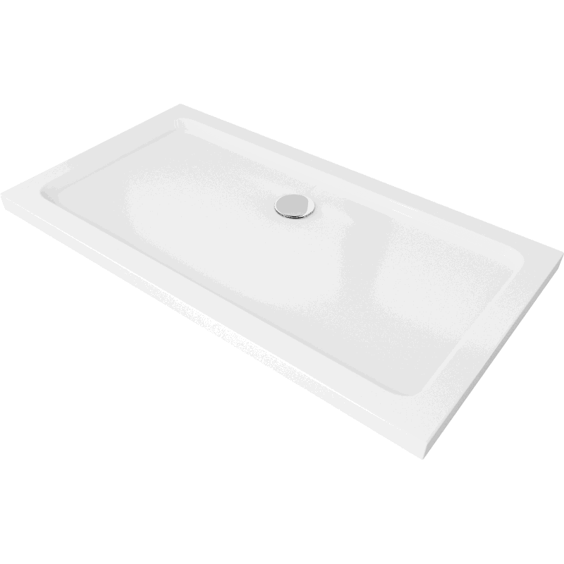 Mexen Flat cadă pentru duș dreptunghiulară slim 130 x 70 cm, Albă, sifon Crom - 40107013