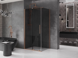 Mexen Velar cabină de duș glisantă 140 x 100 cm, grafit, cupru periat - 871-140-100-41-65