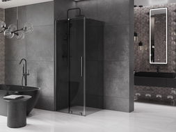 Mexen Velar cabină de duș glisantă 100 x 100 cm, grafit, gri armat periat - 871-100-100-41-66