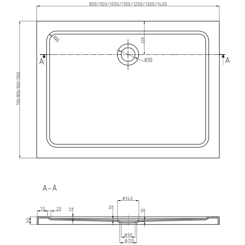 Mexen Flat brodzik dreptunghiular slim 120 x 70 cm, alb, sifon cromat - 40107012