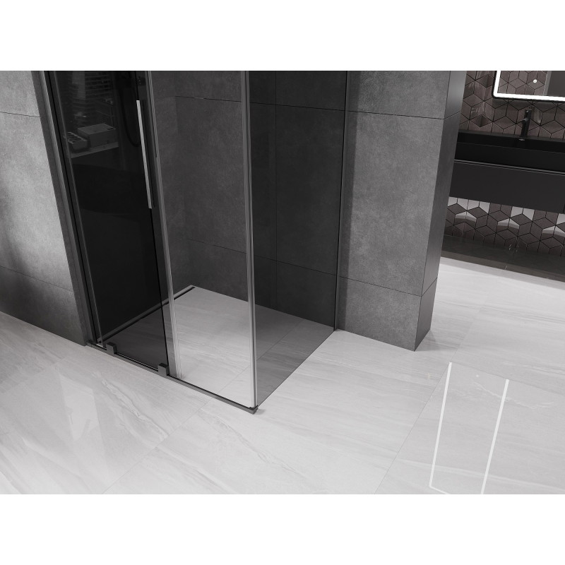 Mexen Velar 140 x 90 cm-es tolóajtós zuhanykabin, grafit, gun gray kefélt - 871-140-090-41-66