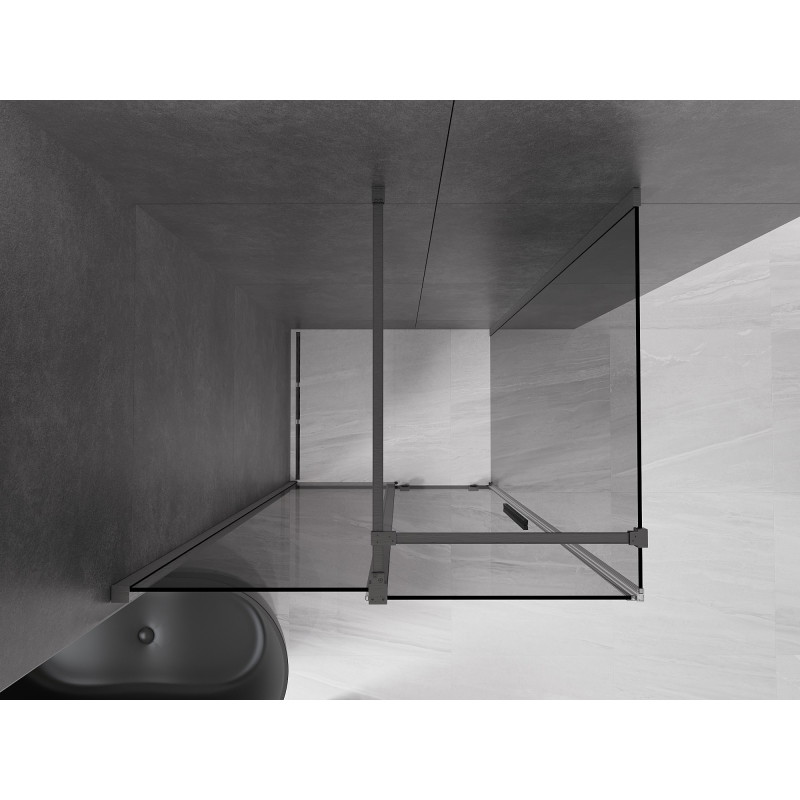 Mexen Velar 140 x 90 cm-es tolóajtós zuhanykabin, grafit, gun gray kefélt - 871-140-090-41-66