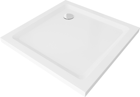 Mexen Flat duș pătrat slim 100 x 100 cm, alb, sifon crom - 40101010