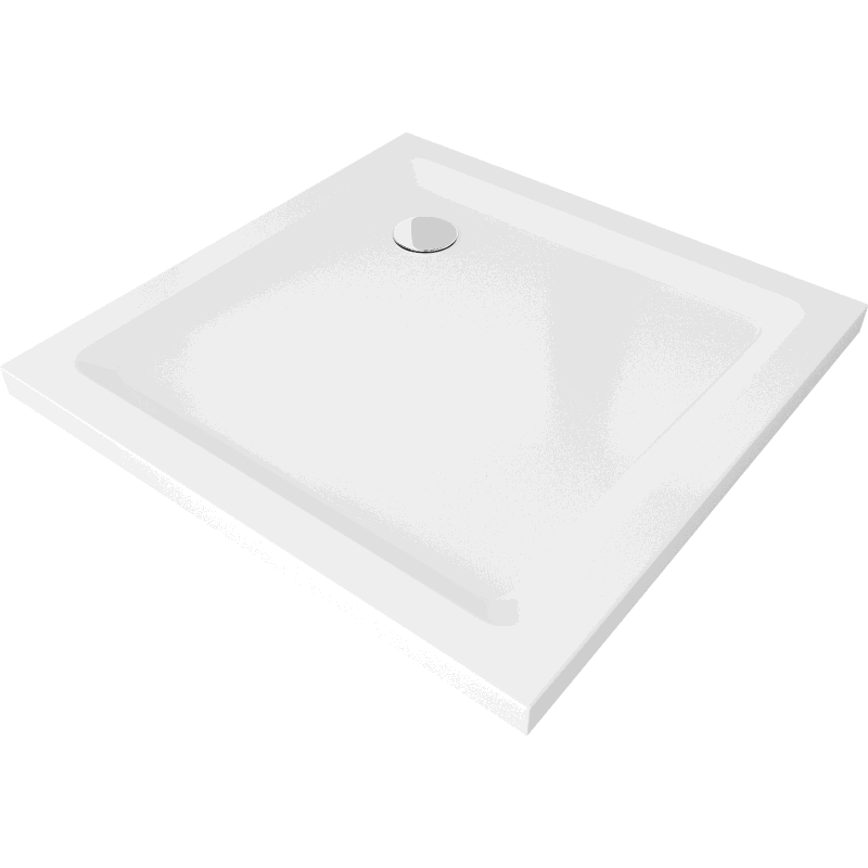 Mexen Flat négyzet alakú slim zuhanytálca  80 x 80 cm, Fehér, szifon Króm - 40108080
