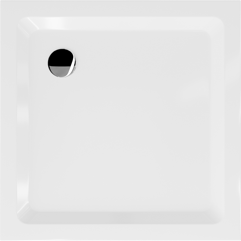 Mexen Flat tăviță de duș pătrată slim 80 x 80 cm, albă, sifon cromat - 40108080