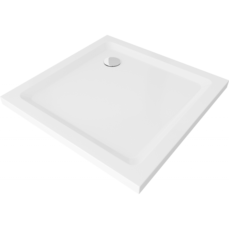Mexen Flat négyzet alakú slim zuhanytálca  90 x 90 cm, Fehér, szifon Króm - 40109090
