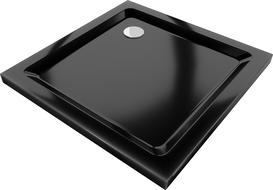 Mexen Flat tavă de duș pătrată slim 90 x 90 cm, neagră, sifon cromat - 40709090