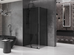 Mexen Velar 90 x 80 cm-es, grafit, fekete tolóajtós zuhanykabin - 871-090-080-41-70