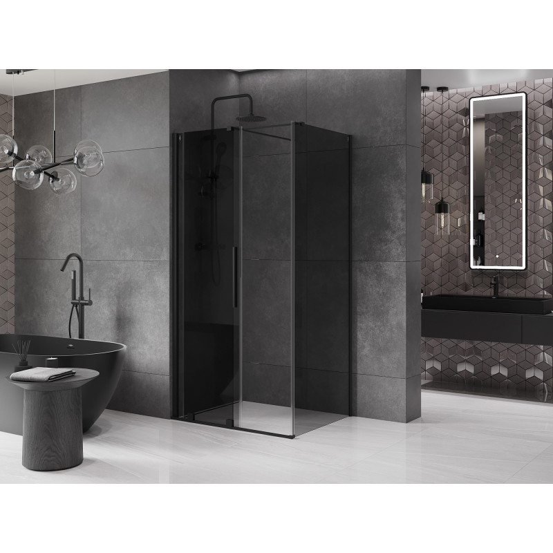 Mexen Velar 90 x 80 cm-es, grafit, fekete tolóajtós zuhanykabin - 871-090-080-41-70