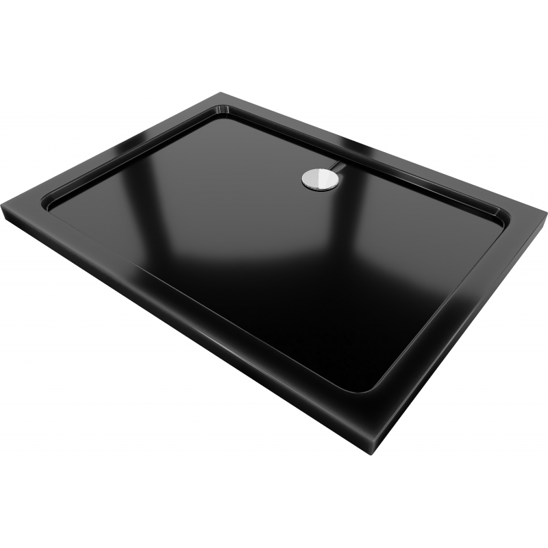 Mexen Flat brodzik dreptunghiular slim 120 x 80 cm, negru, sifon cromat - 40708012