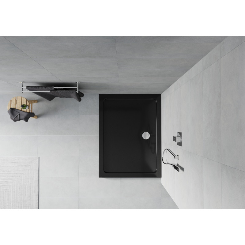 Mexen Flat rektanguláris, lapos zuhanytálca 100 x 80 cm, fekete, króm szifon - 40708010