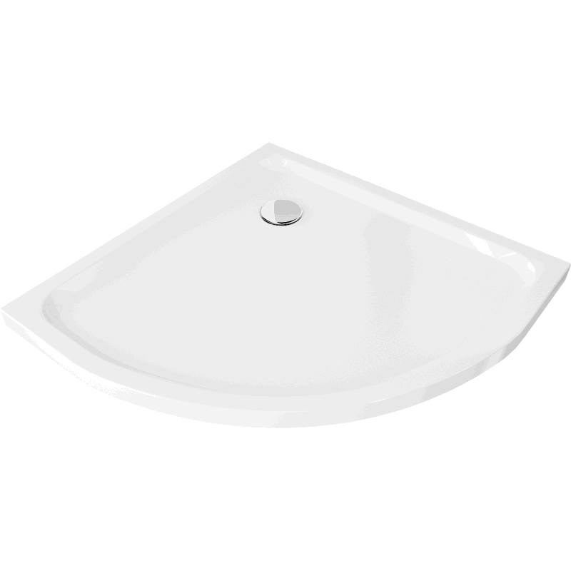 Mexen Flat cadă de duș semirotundă slim 90 x 90 cm, albă, sifon crom - 41109090