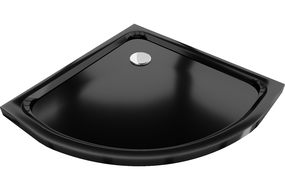 Mexen Flat cădiță semicirculară slim 70 x 70 cm, negru, sifon crom - 41707070
