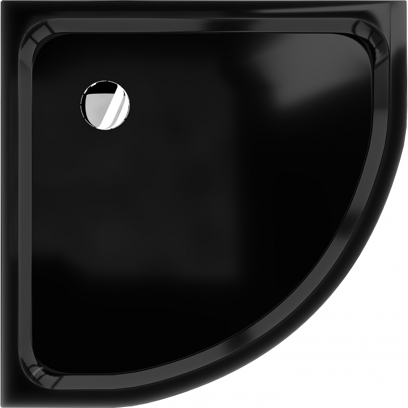 Mexen Flat brodzik semirotundă slim 70 x 70 cm, negru, sifon crom - 41707070