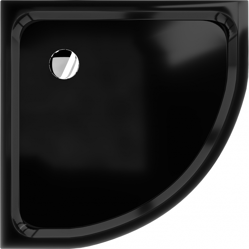 Mexen Flat félköríves slim zuhanytálca 70 x 70 cm, fekete, króm szifon - 41707070