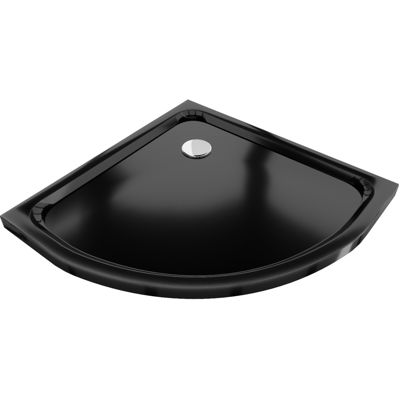 Mexen Flat brodzik semicercular slim 80 x 80 cm, negru, sifon crom - 41708080