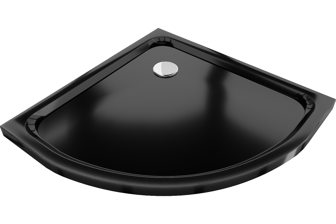 Mexen Flat duş tray semi-circular slim 90 x 90 cm, negru, sifon crom - 41709090