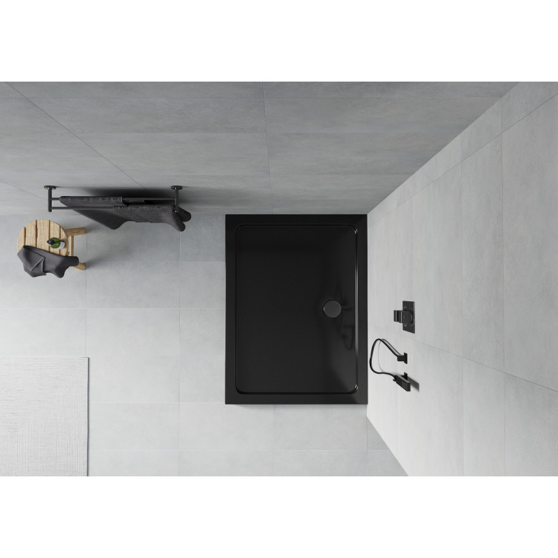 Mexen Flat 100 x 80 cm-es, téglalap alakú, fekete, lapos zuhanytálca, fekete szifon - 40708010B