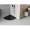 Mexen Flat slim félköríves zuhanytálca 90 x 90 cm, fekete, fekete szifon - 41709090B