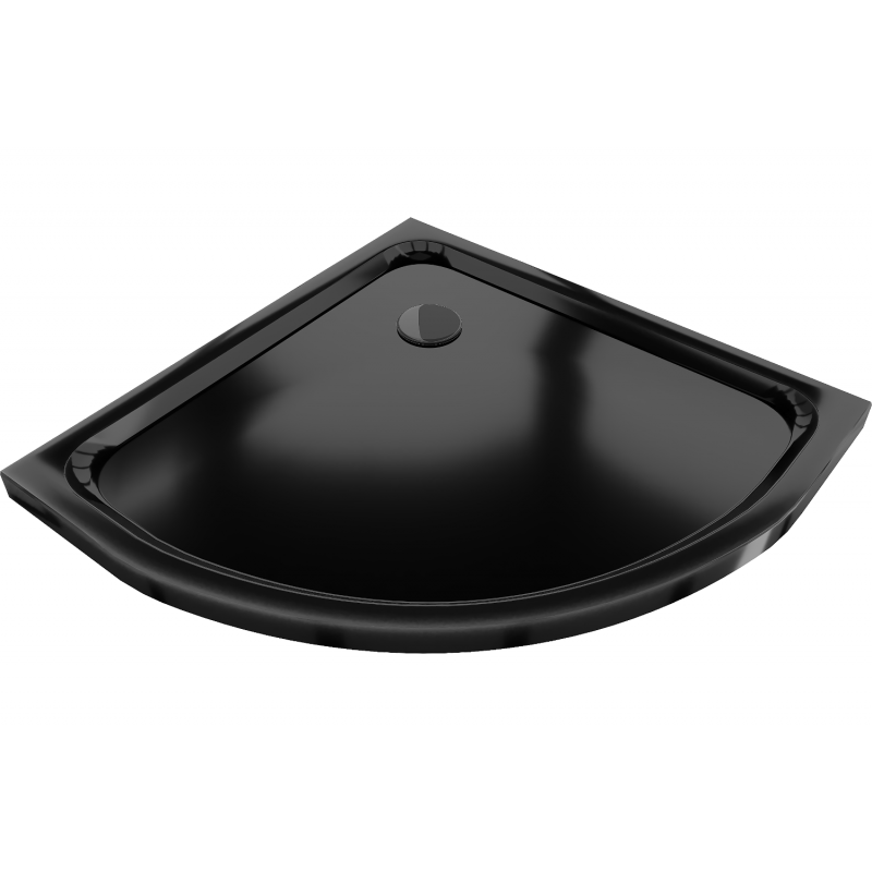 Mexen Flat slim félköríves zuhanytálca 90 x 90 cm, fekete, fekete szifon - 41709090B