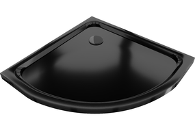 Mexen Flat slim félköríves zuhanytálca 90 x 90 cm, fekete, fekete szifon - 41709090B