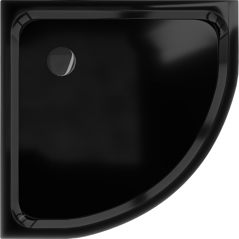 Mexen Flat cadă de duș semicirculară slim 80 x 80 cm, negru, sifon negru - 41708080B