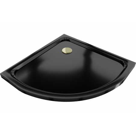 Mexen Flat duș semi-circular slim 80 x 80 cm, negru, sifon auriu - 41708080G