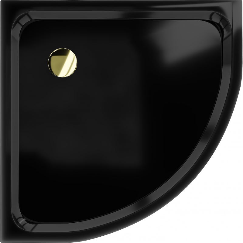 Mexen Flat tăviță de duș semi-rotundă slim 70 x 70 cm, negru, sifon auriu - 41707070G