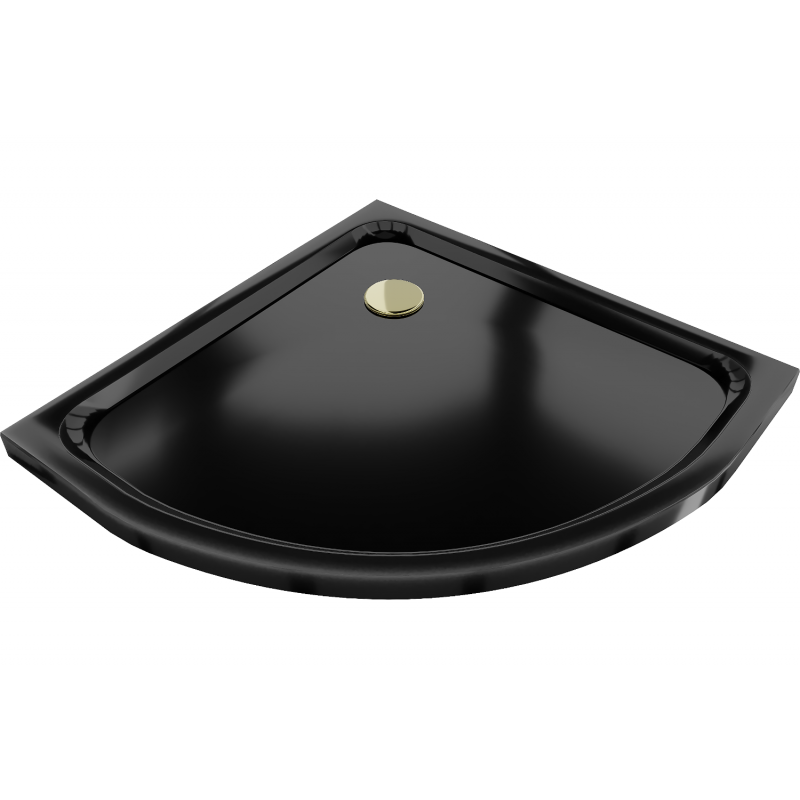 Mexen Flat félköríves slim zuhanytálca 70 x 70 cm, fekete, arany szifonnal - 41707070G
