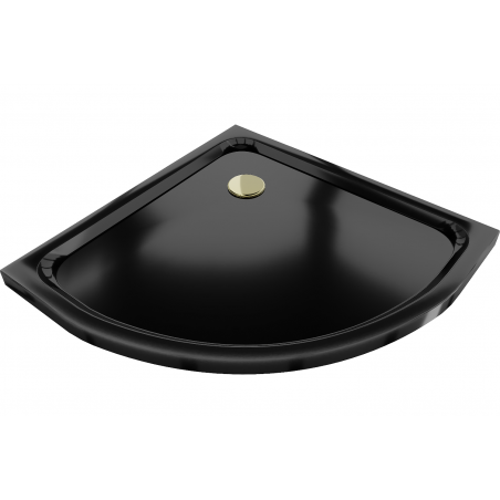 Mexen Flat félköríves slim zuhanytálca 70 x 70 cm, fekete, arany szifonnal - 41707070G
