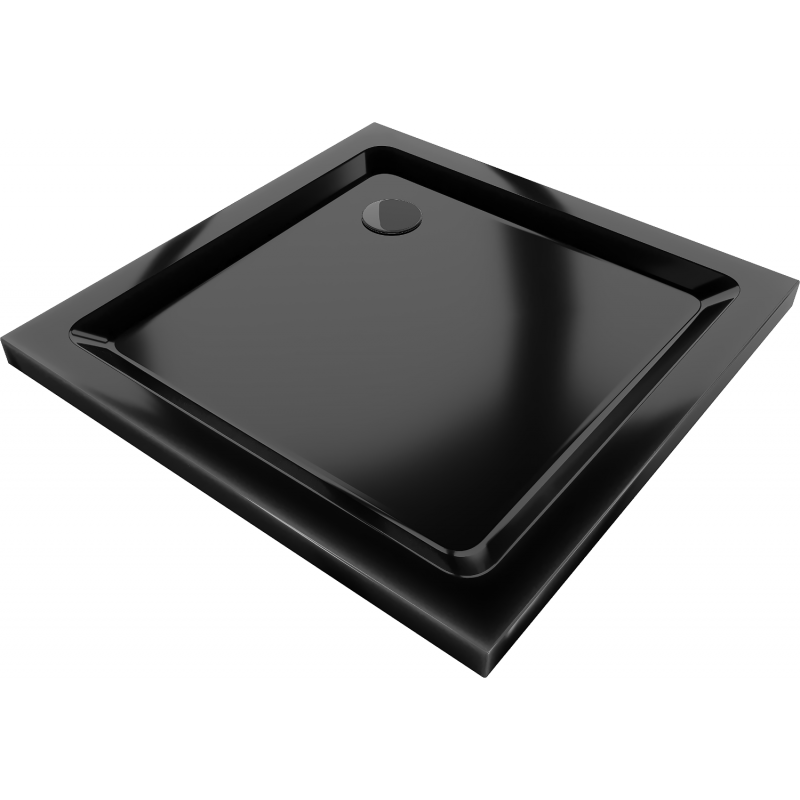 Mexen Flat slim 80 x 80 cm-es fekete négyzet alakú zuhanytálca, fekete szifonnal - 40708080B