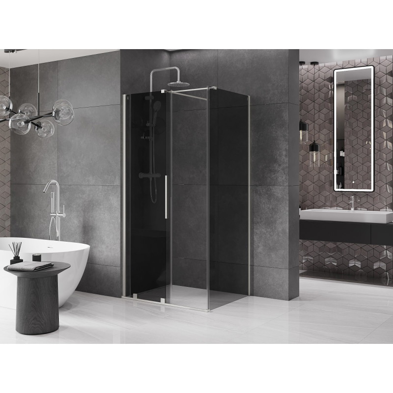 Mexen Velar tolóajtós zuhanykabin 120 x 90 cm, grafit, kefélt nikkel - 871-120-090-41-97
