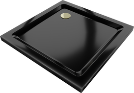 Mexen Flat cadă pătrată slim 90 x 90 cm, negru, sifon auriu - 40709090G