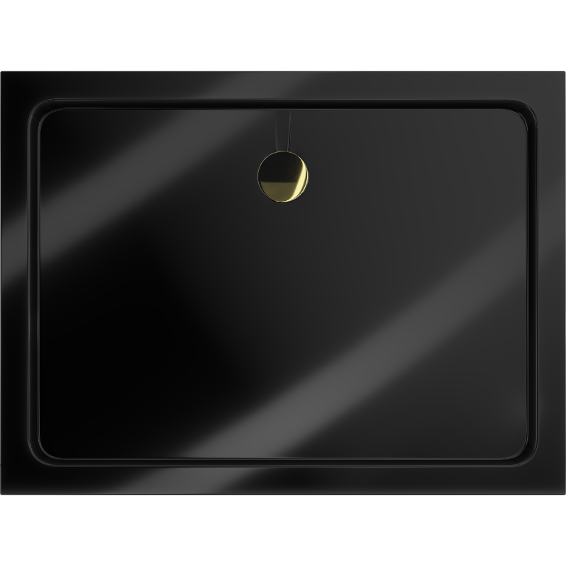 Mexen Flat cădiță de duș dreptunghiulară slim 100 x 90 cm, negru, sifon auriu - 40709010G