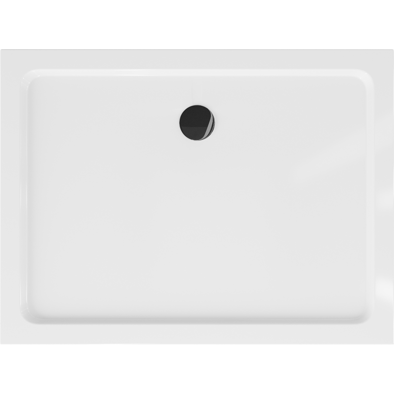 Mexen Flat cadă dreptunghiulară slim 90 x 70 cm, albă, sifon negru - 40107090B