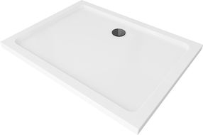 Mexen Flat rektanguláris slim zuhanytálca 80 x 70 cm, fehér, fekete szifon - 40107080B