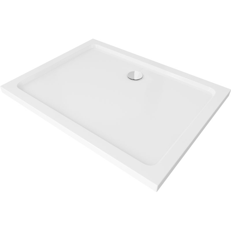 Mexen Flat cabină de duș dreptunghiulară slim 100 x 70 cm, albă, sifon cromat - 40107010