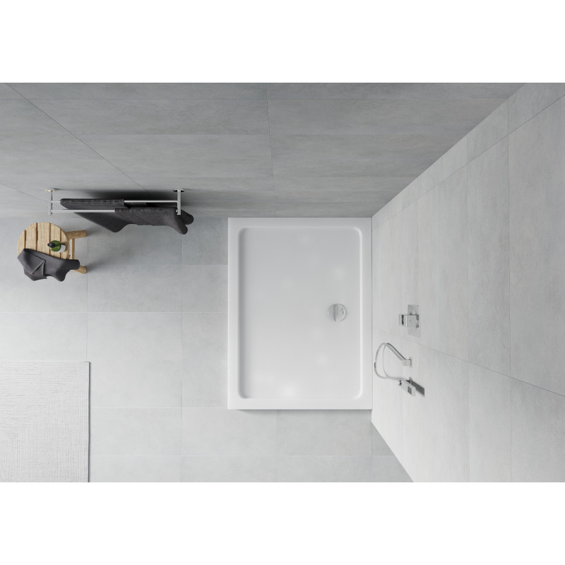 Mexen Flat 100 x 70 cm-es téglalap alakú slim zuhanytálca, fehér, króm szifon - 40107010