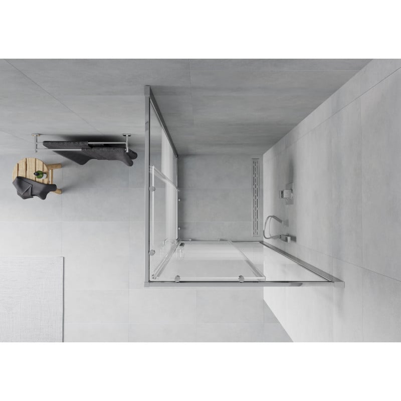 Mexen Rio 80 x 80 cm-es, fehér csíkos, krómozott négyzet alakú zuhanykabin - 860-080-080-01-20